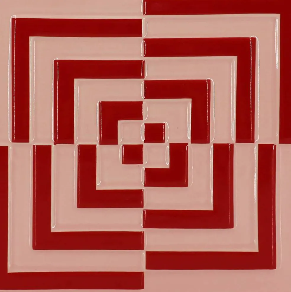 Jonathan Adler x Michaels 9.25" Pink & Red Geometric Illusion Square Tabletop Vase
