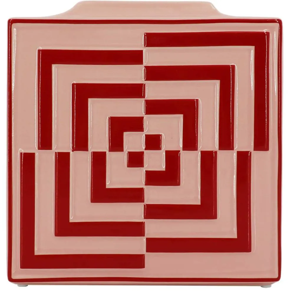 Jonathan Adler x Michaels 9.25" Pink & Red Geometric Illusion Square Tabletop Vase
