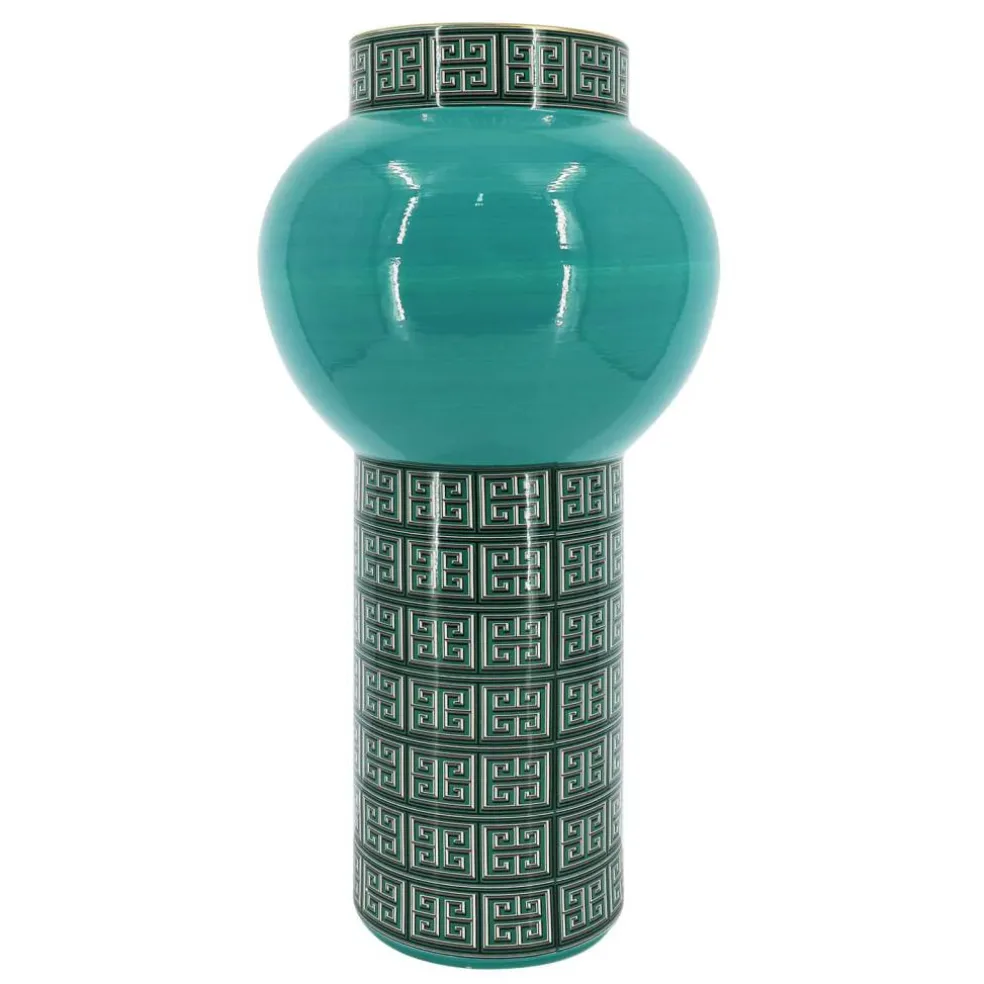 Jonathan Adler x Michaels 23" Teal & Gold Greek Key Tabletop Ceramic Pot