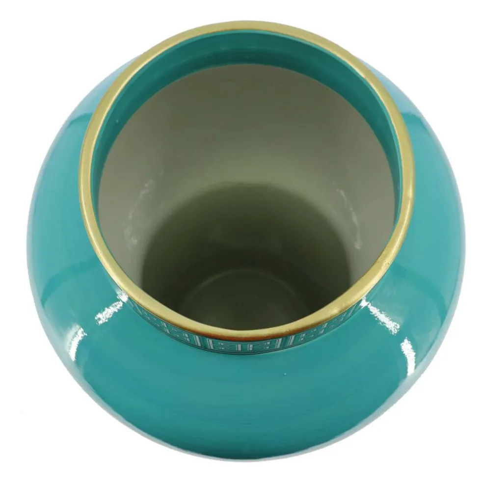 Jonathan Adler x Michaels 23" Teal & Gold Greek Key Tabletop Ceramic Pot