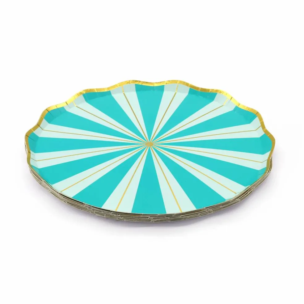 Jonathan Adler x Michaels 9" Teal Stripes Paper Dinner Plates, 10ct.