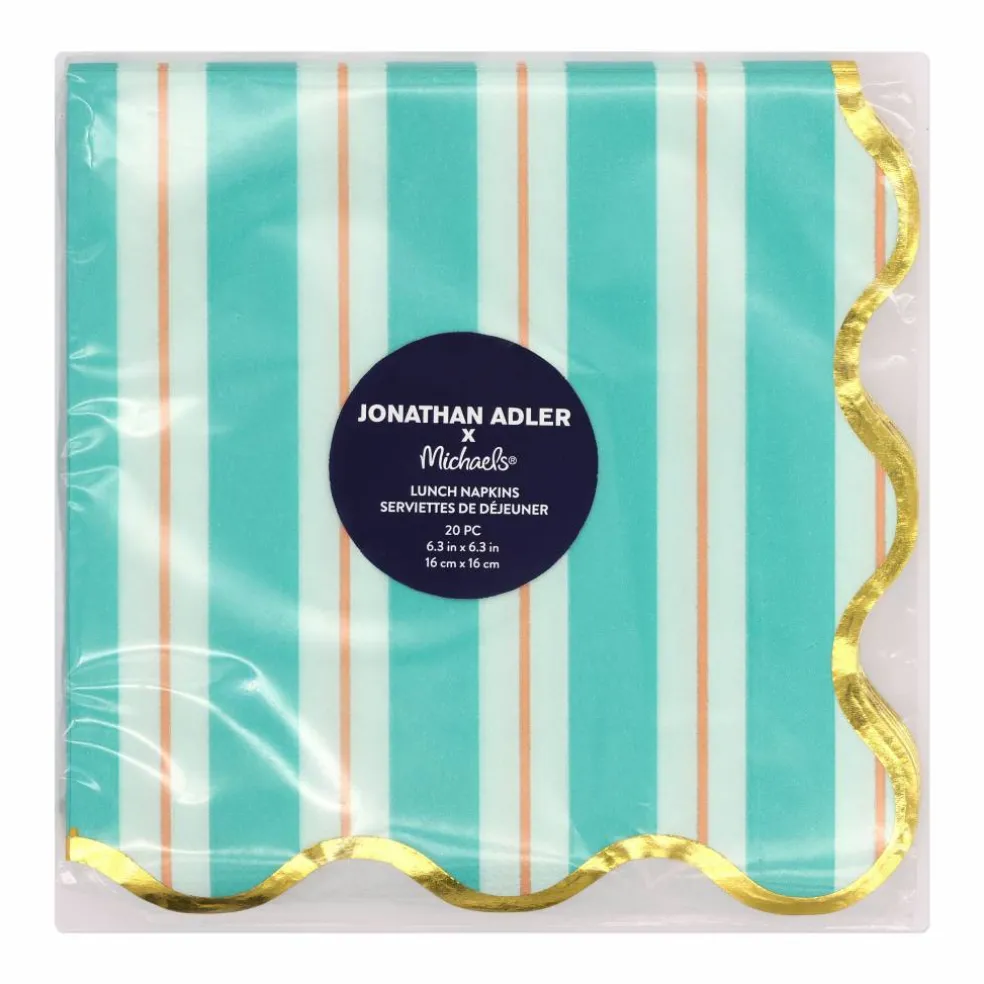 Jonathan Adler x Michaels Teal Stripe Lunch Napkins, 20ct.