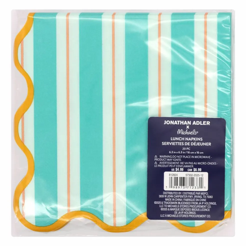 Jonathan Adler x Michaels Teal Stripe Lunch Napkins, 20ct.