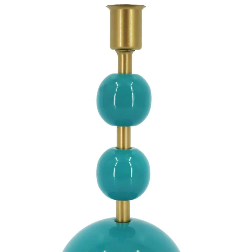 Jonathan Adler x Michaels 9.5" Teal & Gold Metal Tabletop Taper Candle Holder