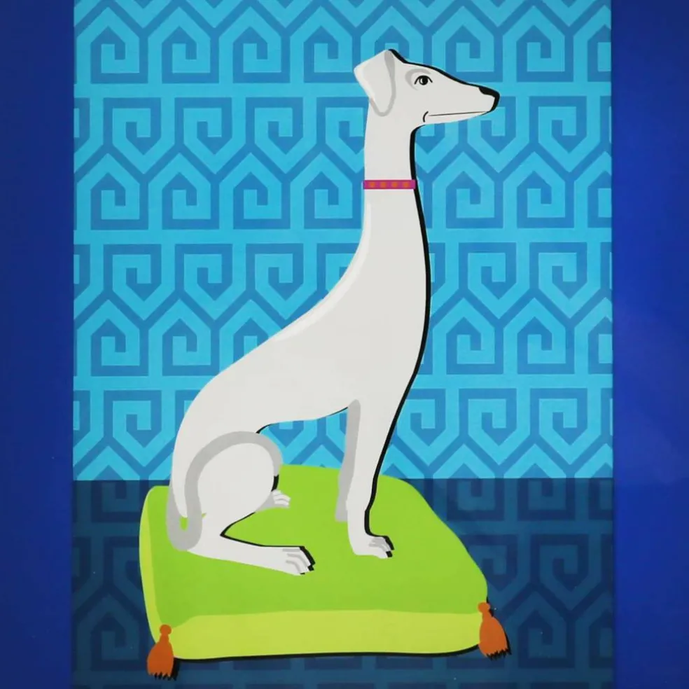 Jonathan Adler x Michaels 18.5" White & Blue Greyhound Wal Art