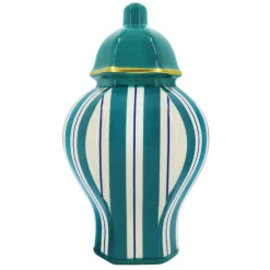 Jonathan Adler x Michaels 8.25" White, Teal & Blue Striped Ceramic Wall Urn