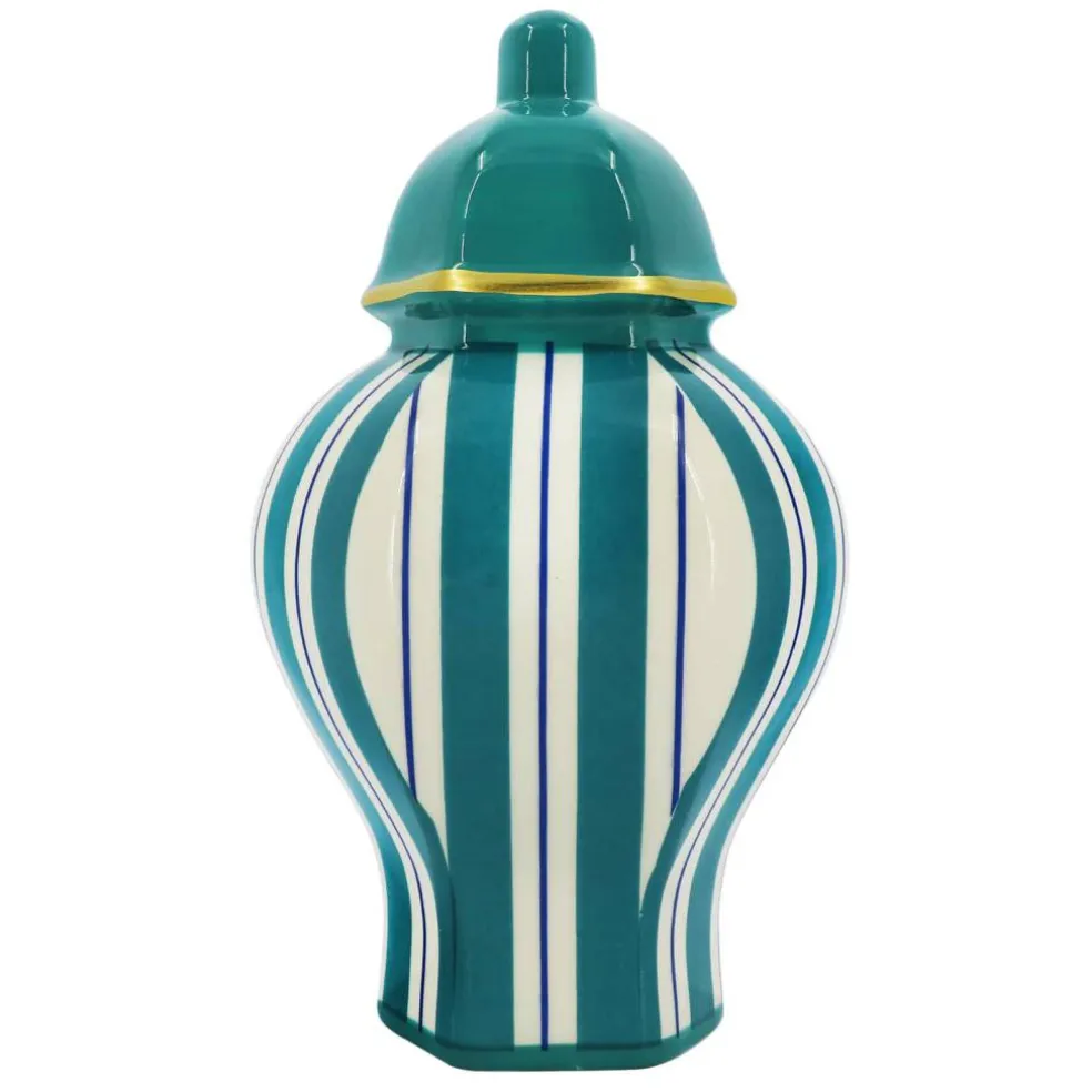 Jonathan Adler x Michaels 8.25" White, Teal & Blue Striped Ceramic Wall Urn