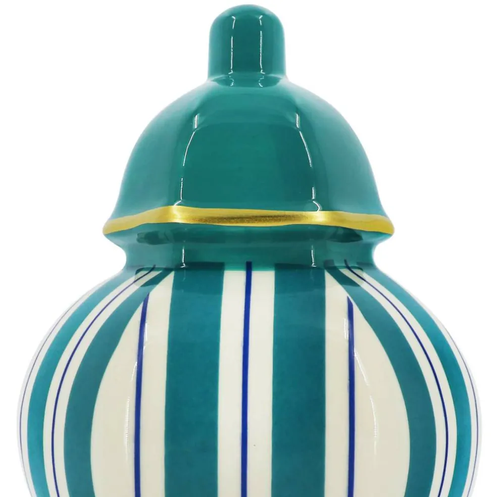 Jonathan Adler x Michaels 8.25" White, Teal & Blue Striped Ceramic Wall Urn