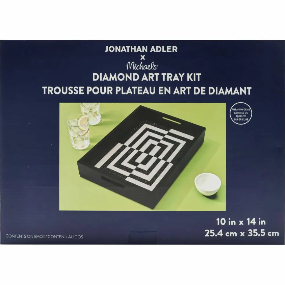 Jonathan Adler x Michaels 10" x 14" Black & White Square Diamond Art Tray Kit