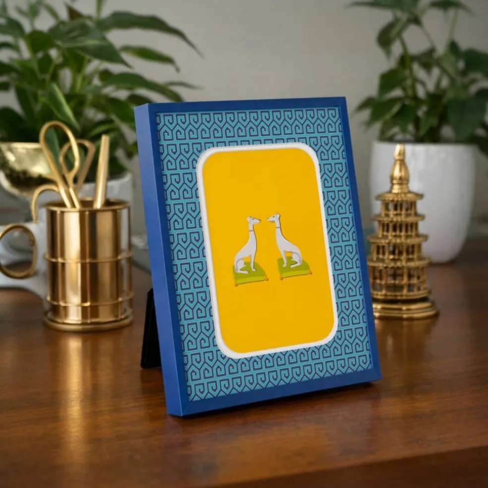 Jonathan Adler x Michaels 4" x 6" Blue & Teal Greek Key Matted Metal Tabletop Frame