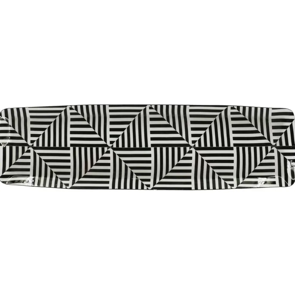 Jonathan Adler x Michaels 4.25" x 15" Black & White Geometric Metal Tray