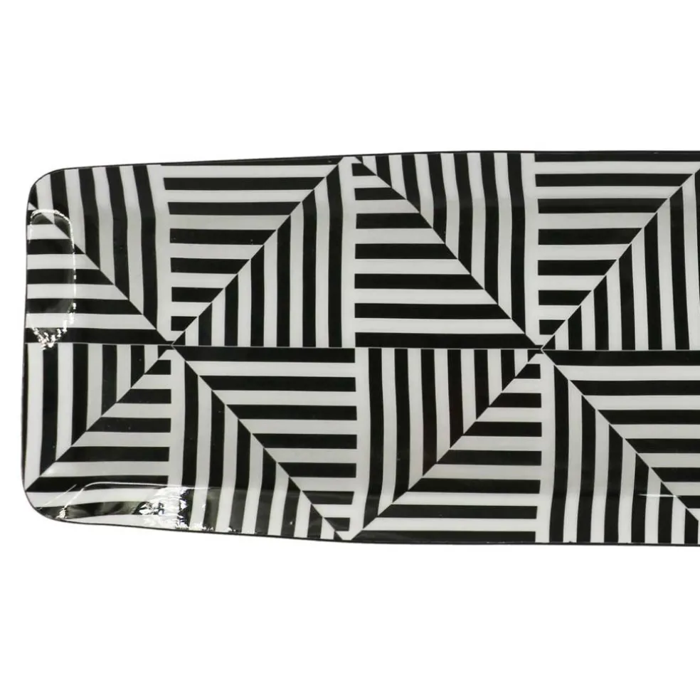 Jonathan Adler x Michaels 4.25" x 15" Black & White Geometric Metal Tray
