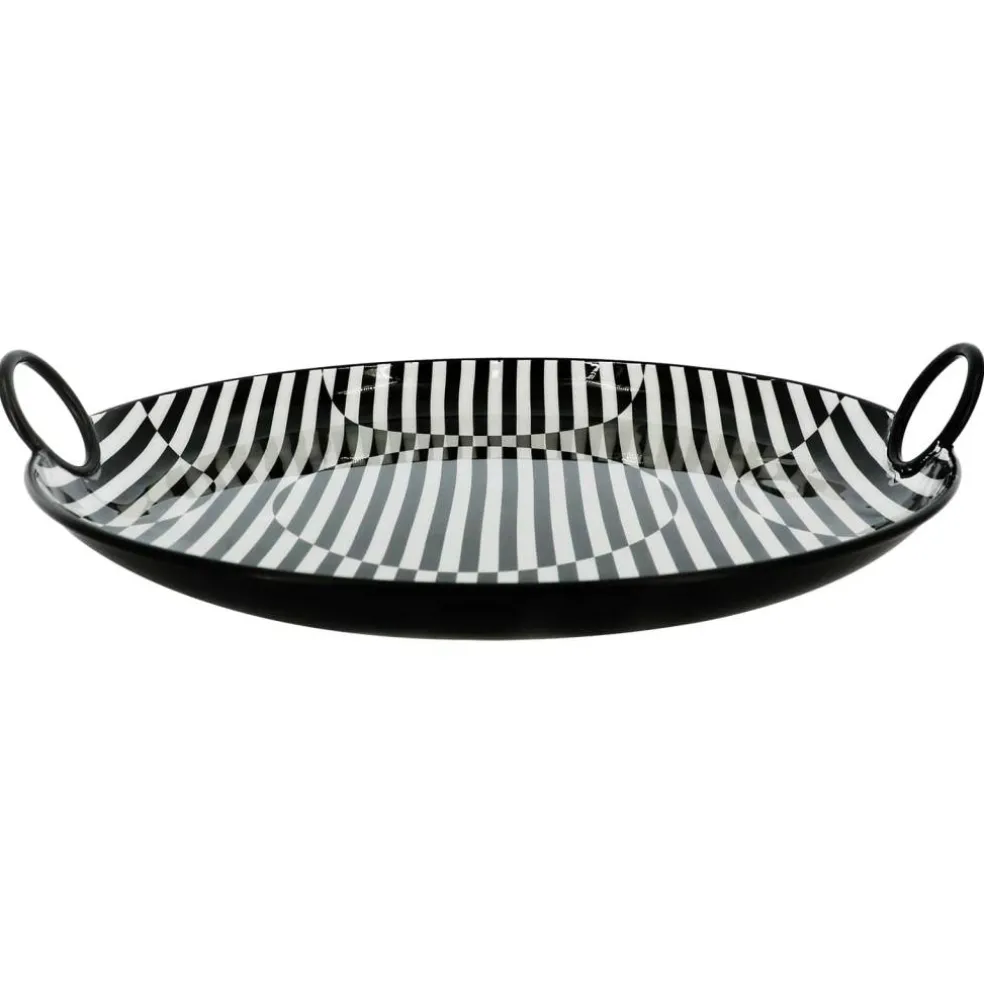 Jonathan Adler x Michaels 16" x 14.25" Black & White Geometric Stripe Metal Tray