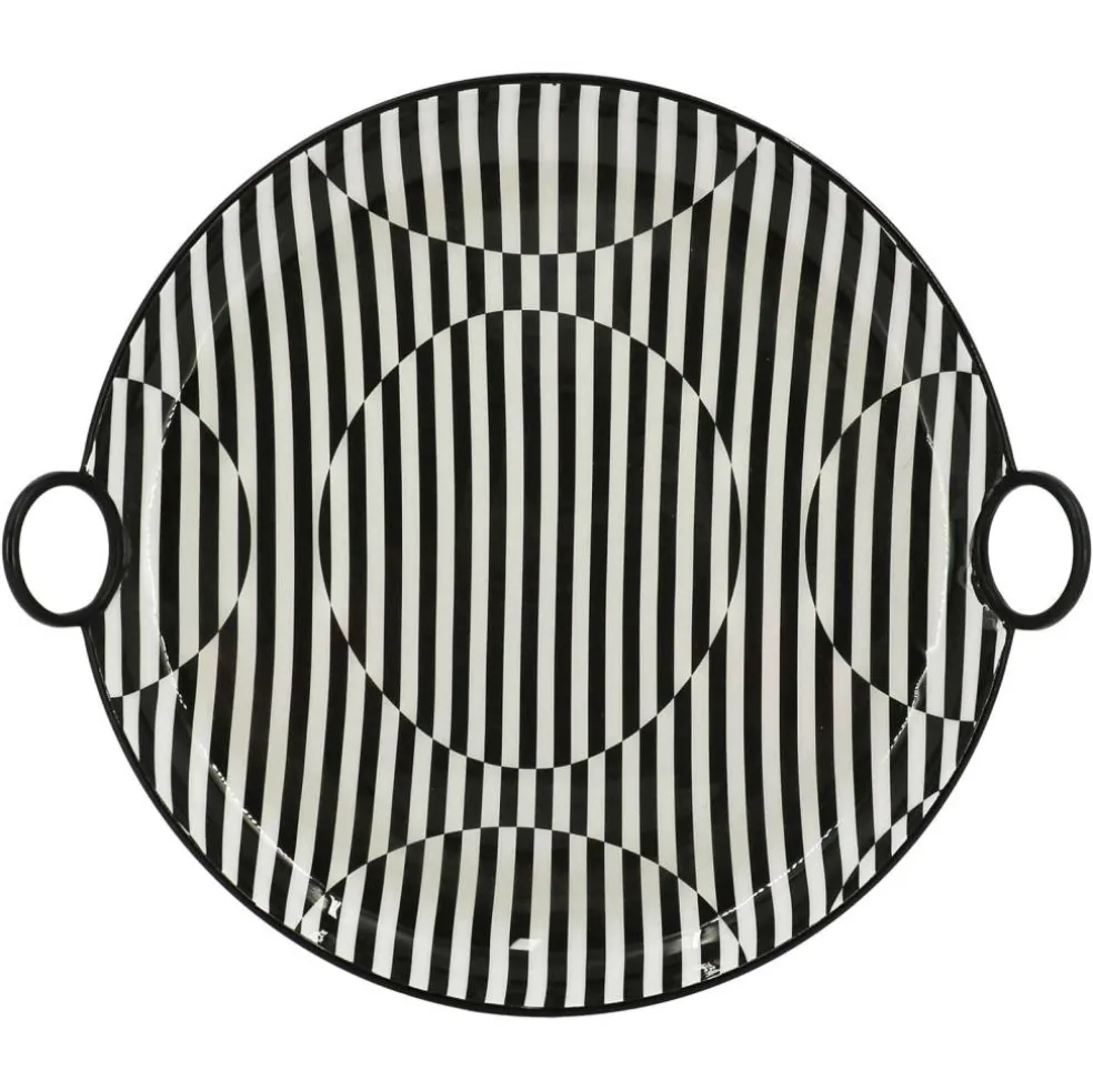 Jonathan Adler x Michaels 16" x 14.25" Black & White Geometric Stripe Metal Tray