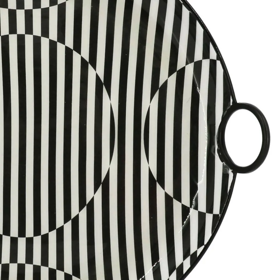 Jonathan Adler x Michaels 16" x 14.25" Black & White Geometric Stripe Metal Tray