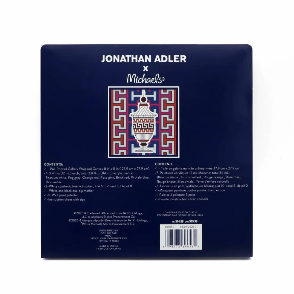 Jonathan Adler x Michaels 11" x 11" Luxembourg Urn Canvas Painting Kit