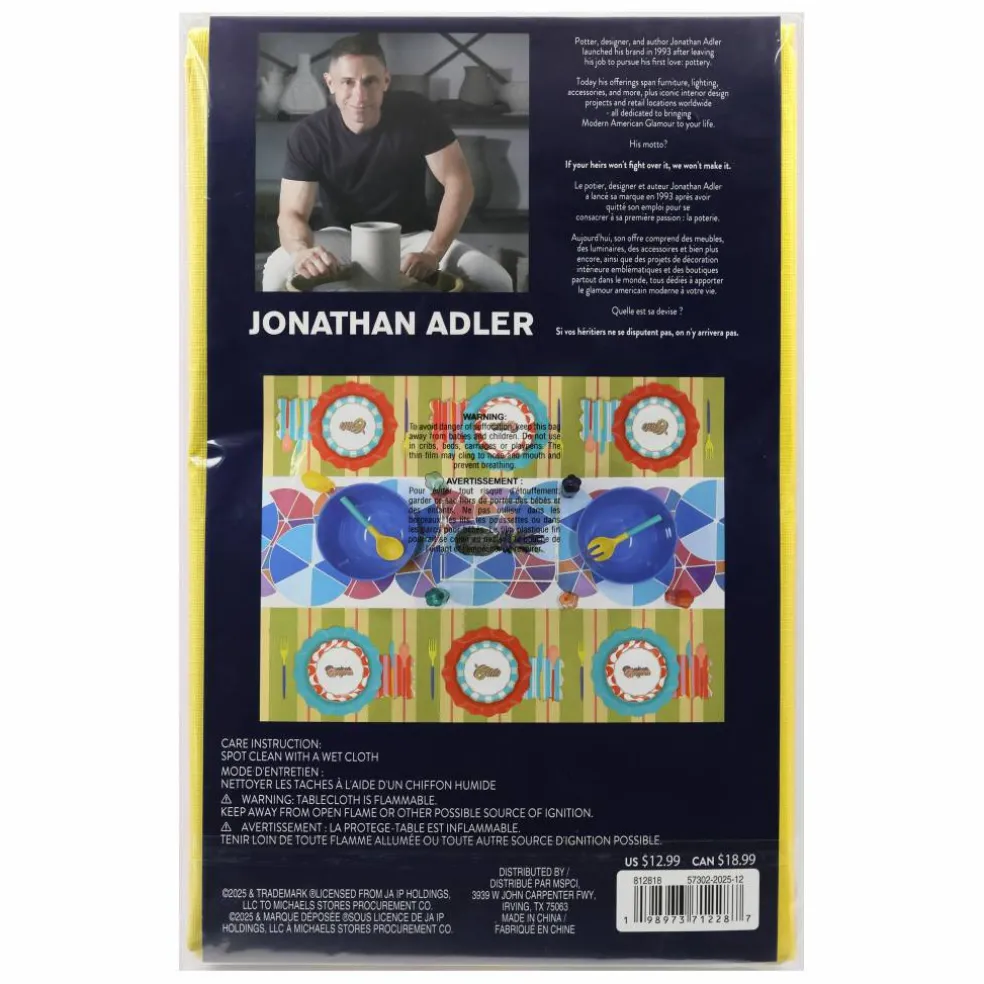Jonathan Adler x Michaels 52" x 70" Mod Stripes Plastic Table Cover