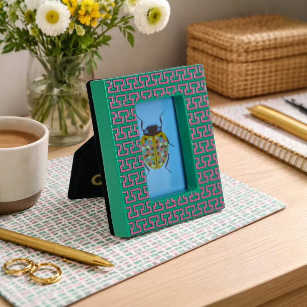 Jonathan Adler x Michaels 2" x 3" Pink & Teal Greek Key Tabletop Frame