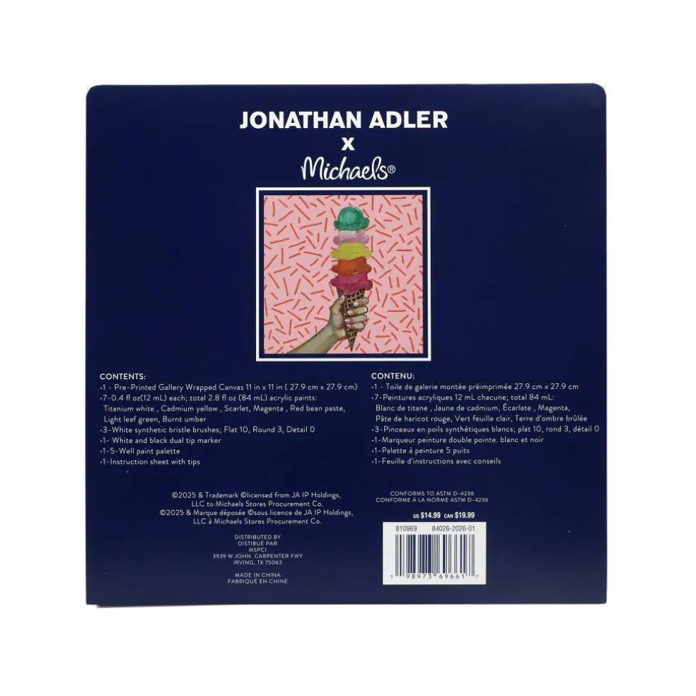 Jonathan Adler x Michaels 11" x 11" Stacked Ice Cream Canvas Painting Kit