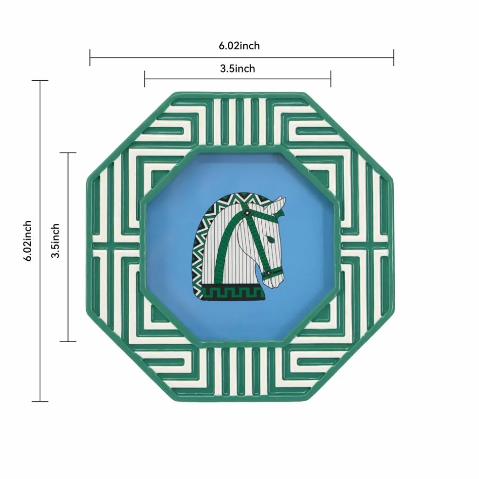 Jonathan Adler x Michaels 4" x 4" Teal & White Greek Key Hexagonal Tabletop Frame