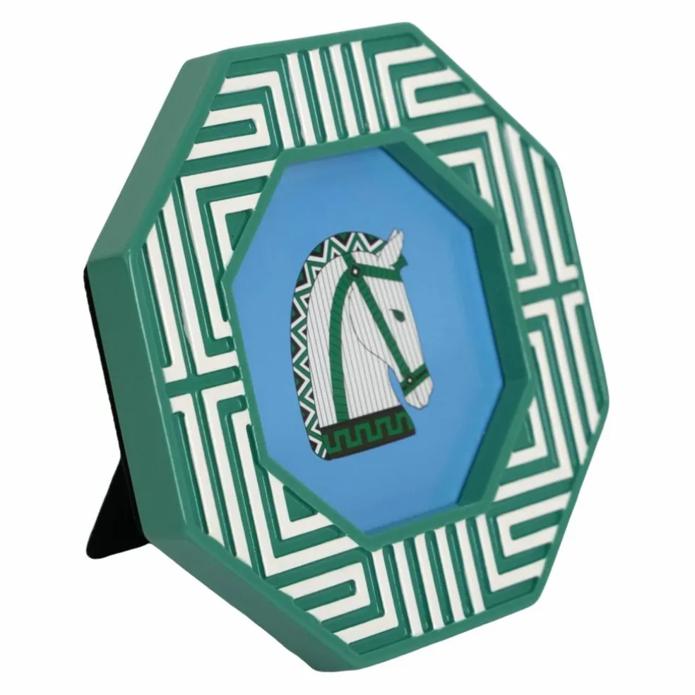 Jonathan Adler x Michaels 4" x 4" Teal & White Greek Key Hexagonal Tabletop Frame