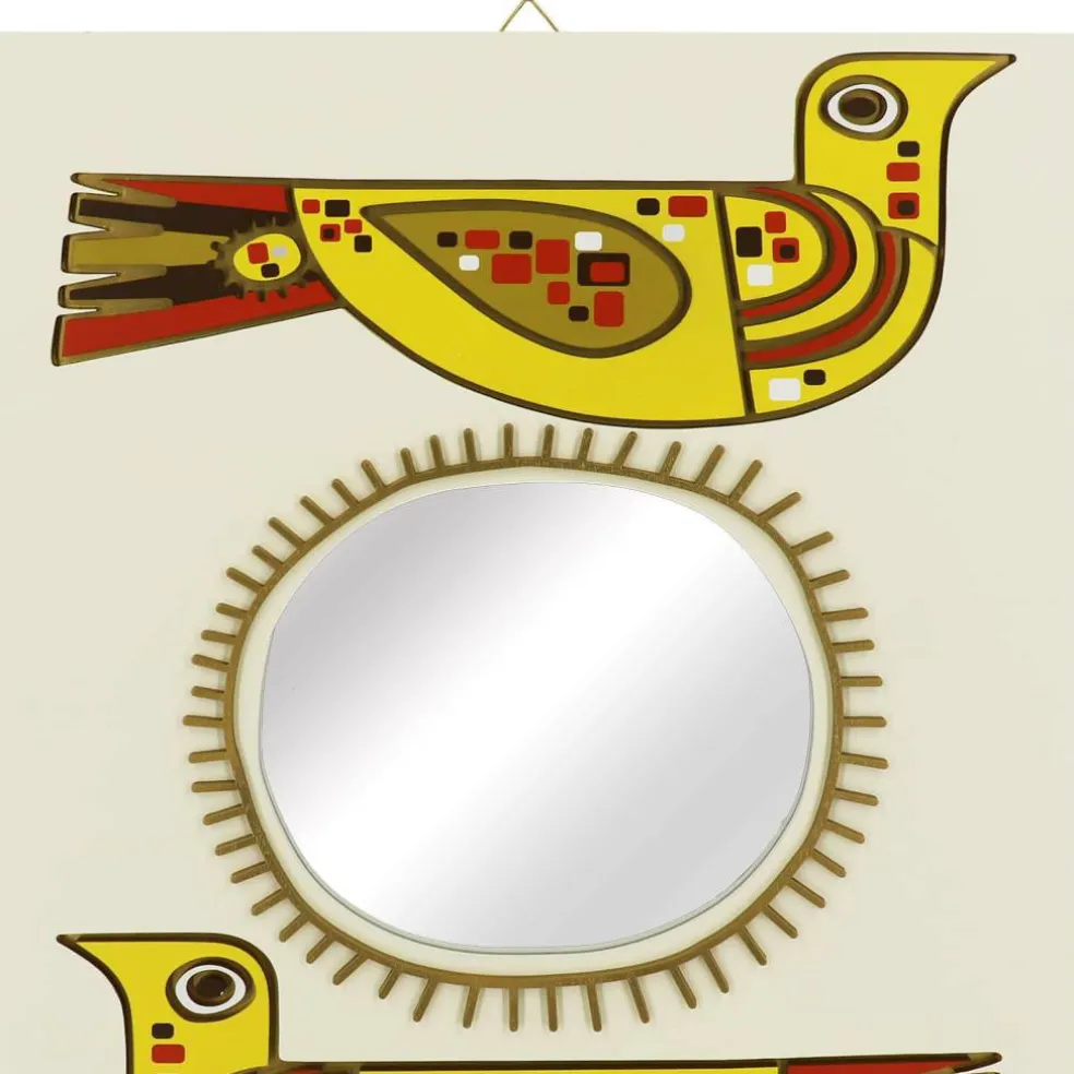 Jonathan Adler x Michaels 24" Yellow & Red Mid-Century Modern Birds Wall Mirror