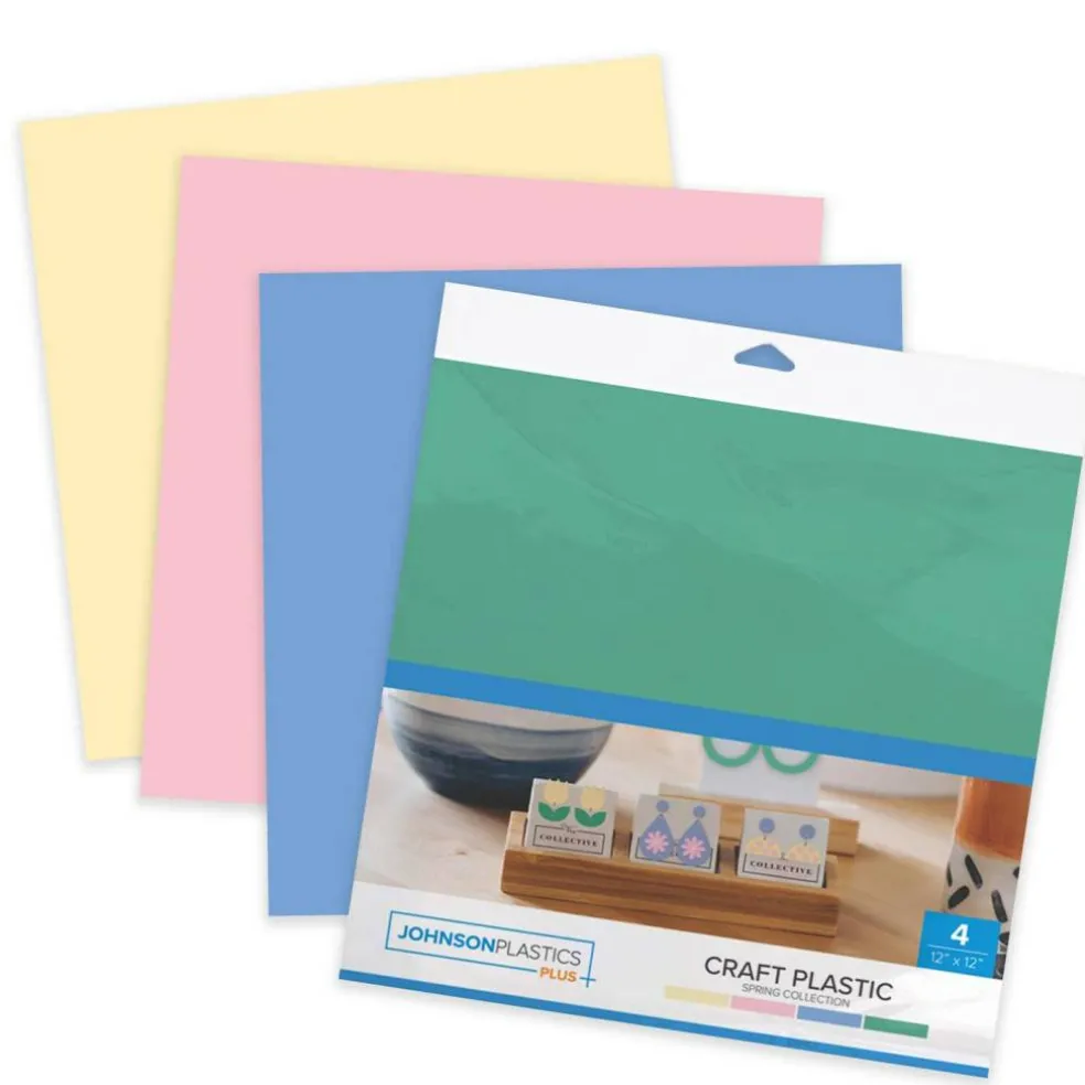 JPPlus Craft Plastic Plastic Craft Sheets for Cricut, Laser Cutter, & Engraver Use- Spring, 4 Pack