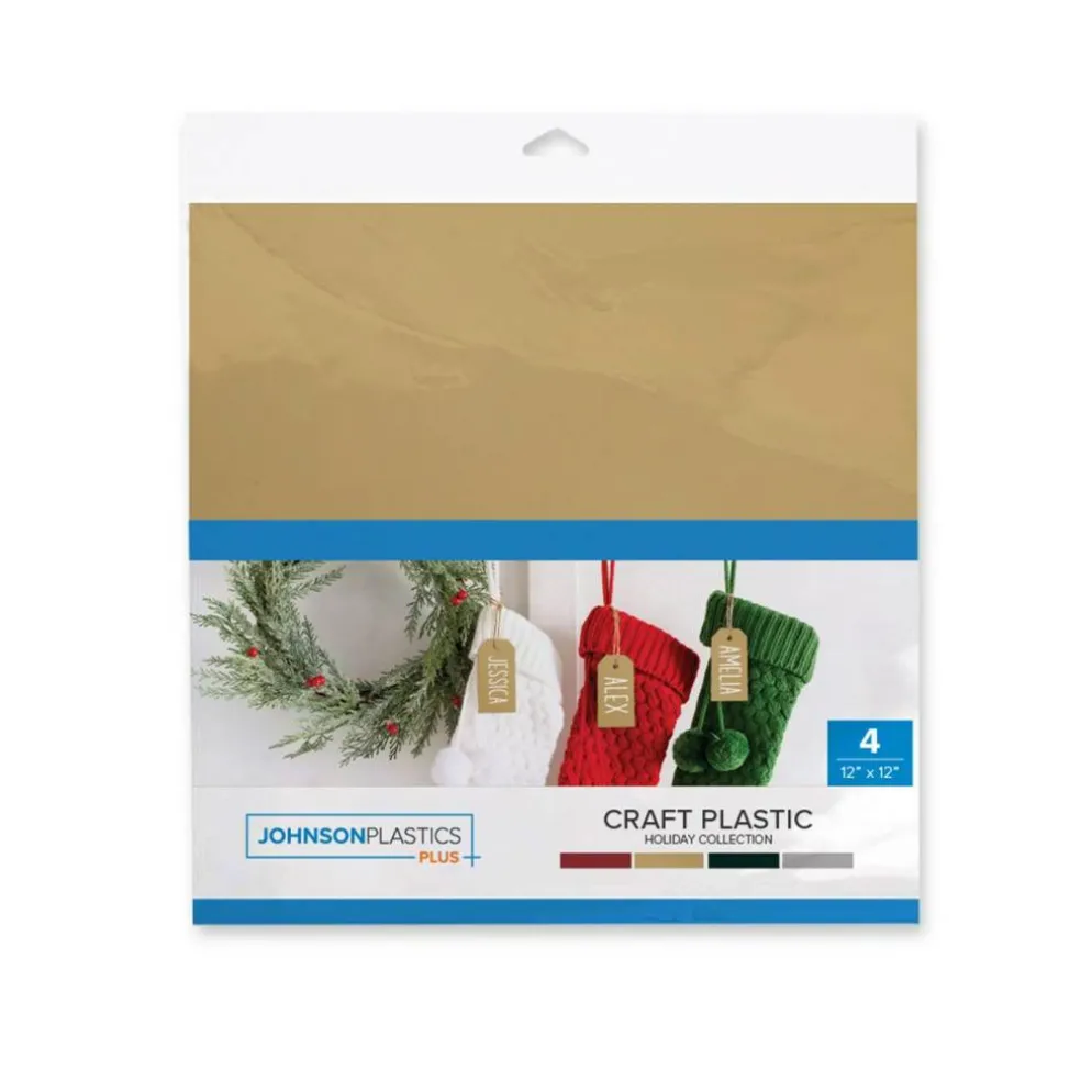 JPPlus Craft Plastic Plastic Craft Sheets for Cricut, Laser Cutter, & Engraver Use- Holiday, 4 Pack