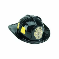 Jr. FIRE HELMET black firefighter boys kids cheif halloween costume accessory
