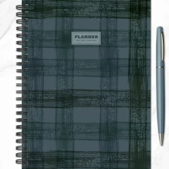 July 2026 - June 2027 Blue Flannel Medium Weekly Monthly Planner