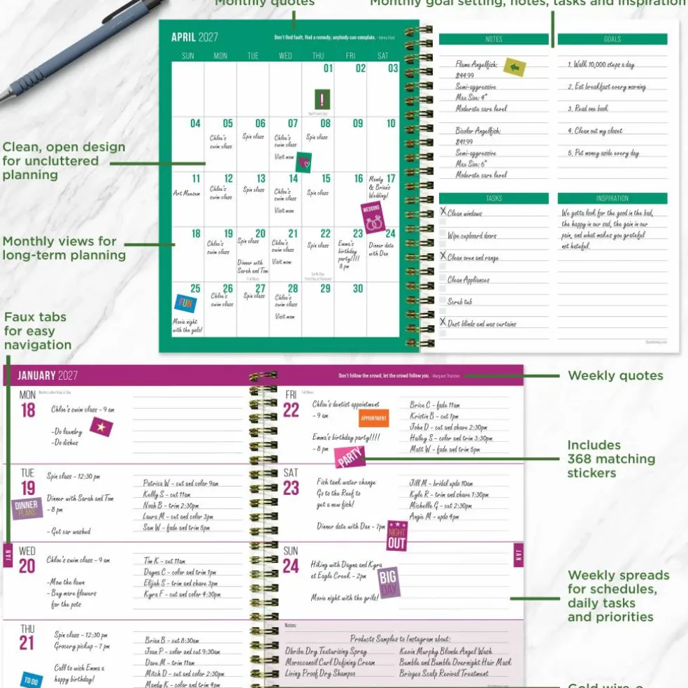 July 2026 - June 2027 Buds & Blooms Medium Weekly Monthly Planner