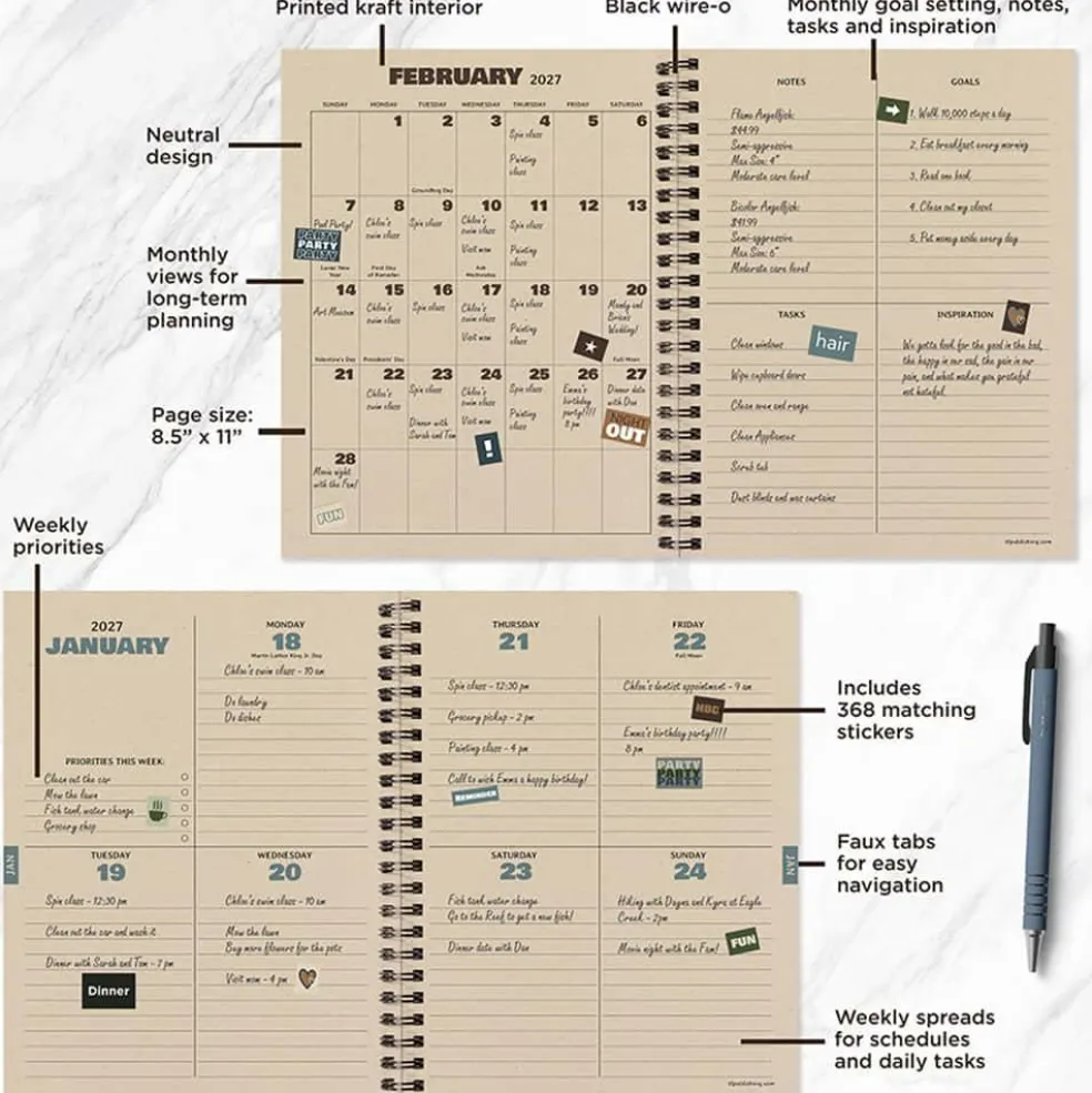 July 2026 - June 2027 Green Forest Medium Weekly Monthly Planner