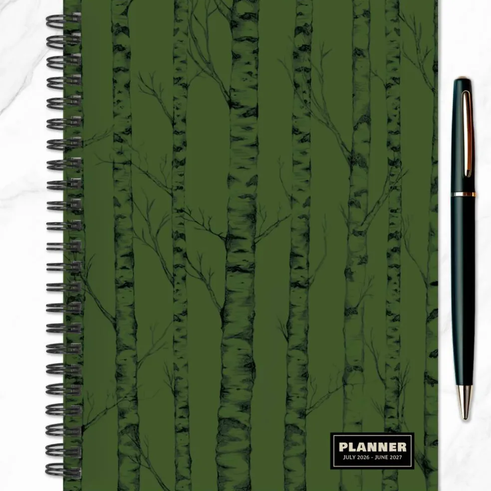 July 2026 - June 2027 Green Forest Medium Weekly Monthly Planner