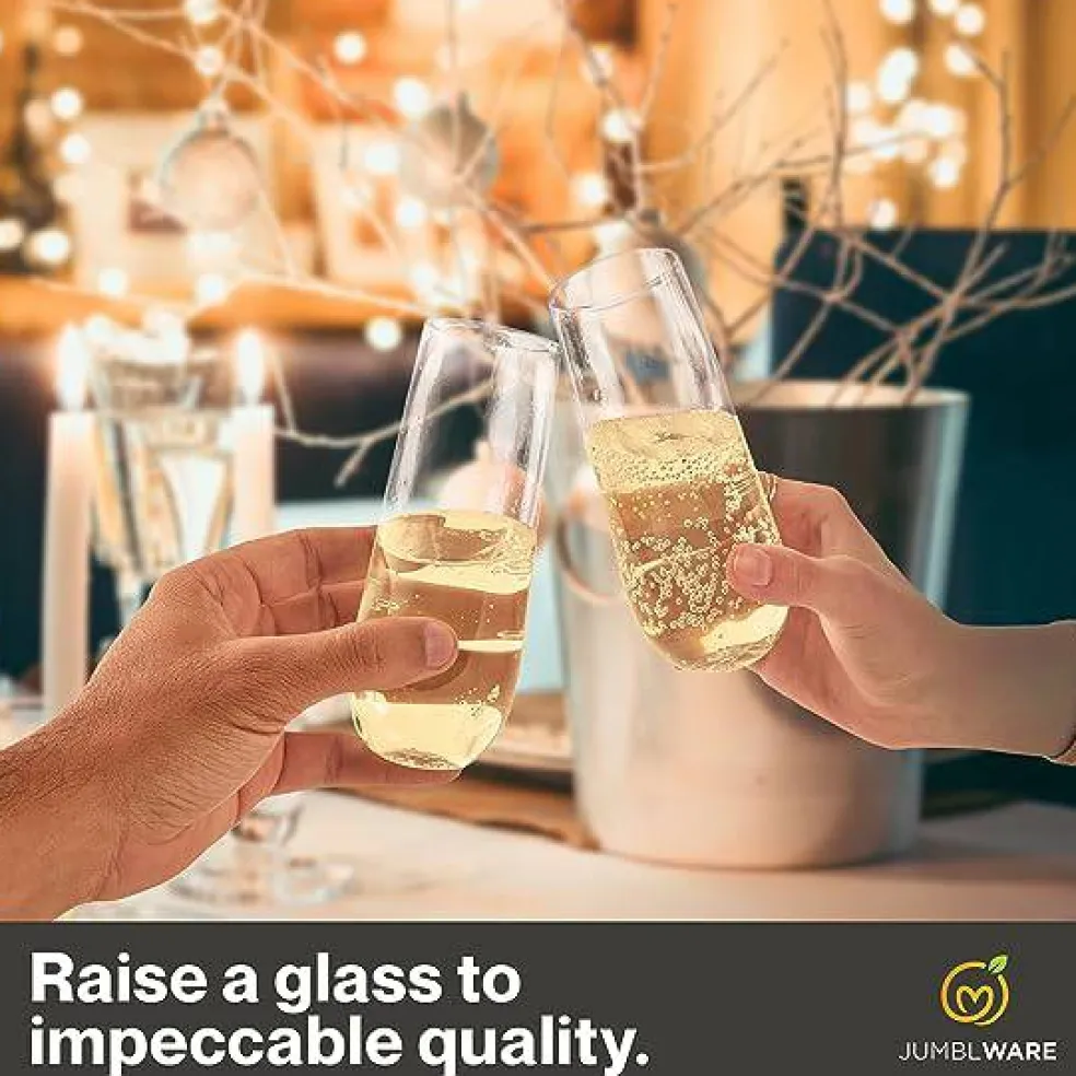 JumblWare 24 9-oz. Stemless Disposable Plastic Champagne Flutes, Clear