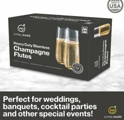 JumblWare 24 9-oz. Stemless Disposable Plastic Champagne Flutes, Clear