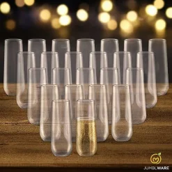 JumblWare 24 9-oz. Stemless Disposable Plastic Champagne Flutes, Clear