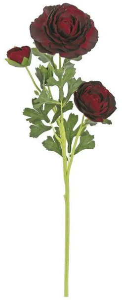 Jumbo Burgundy Ranunculus Stem | Faux Florals with 3 Blooms | 26" Stem-L723-BUR
