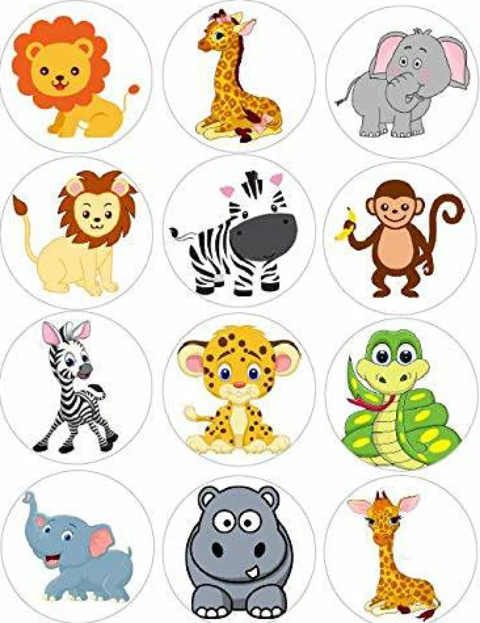 Jungle Animals Edible Cake Topper