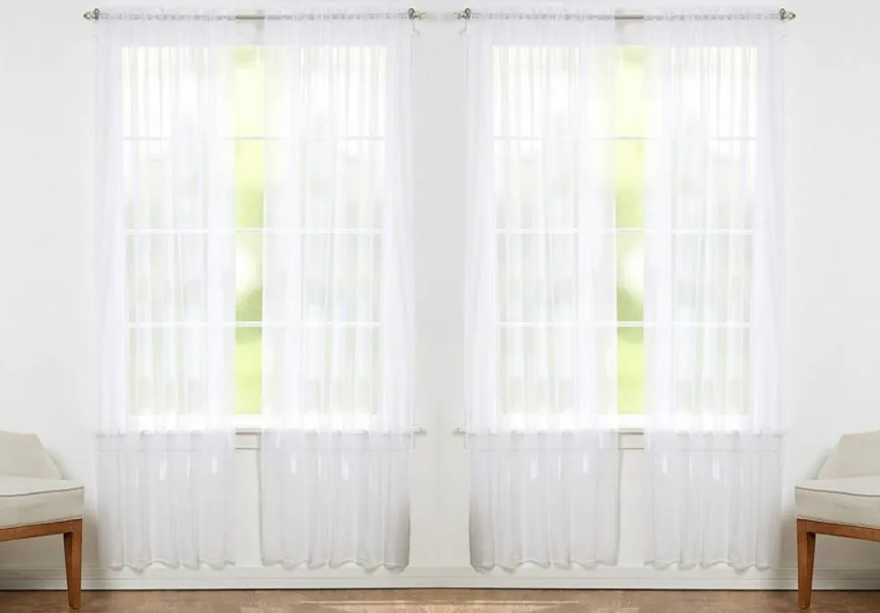 J&V TEXTILES 4-Pack Value: Solid Sheer Window Curtain Panels