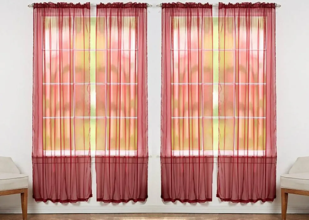 J&V TEXTILES 4-Pack Value: Solid Sheer Window Curtain Panels