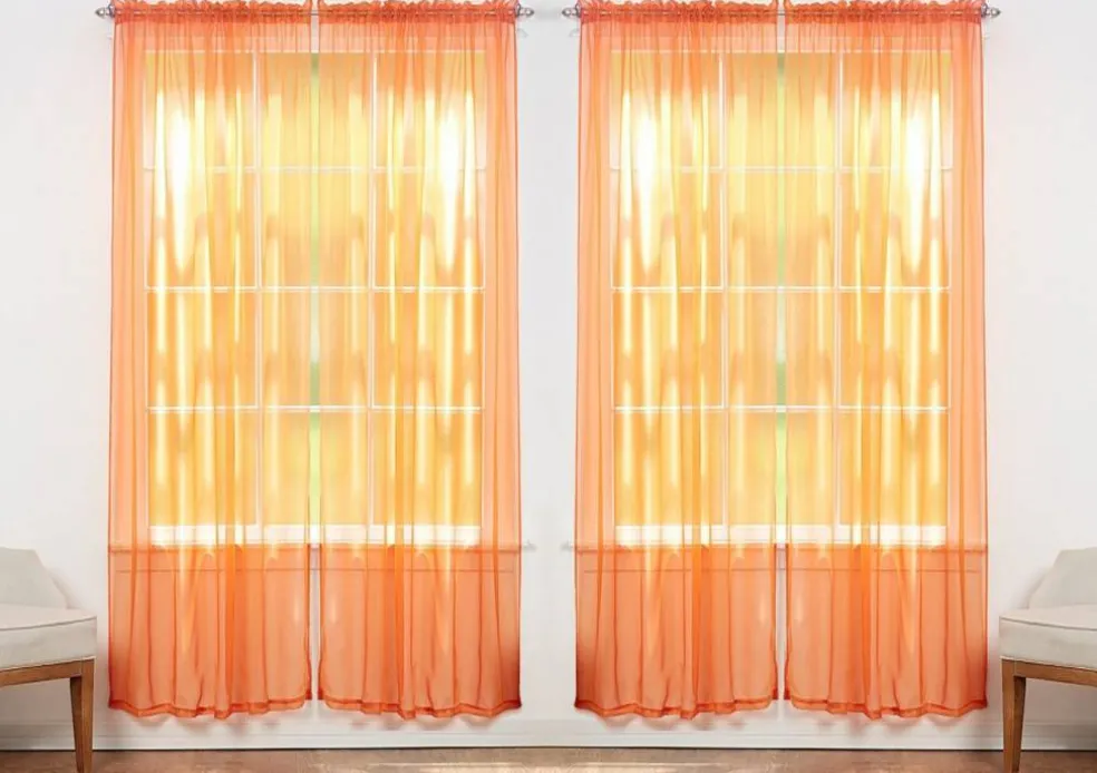 J&V TEXTILES 4-Pack Value: Solid Sheer Window Curtain Panels