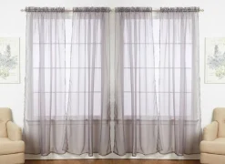 J&V TEXTILES 4-Pack Value: Solid Sheer Window Curtain Panels