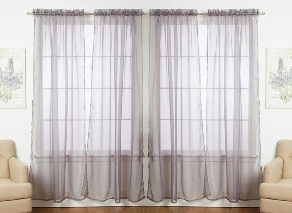 J&V TEXTILES 4-Pack Value: Solid Sheer Window Curtain Panels