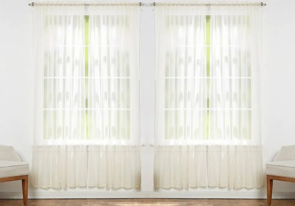 J&V TEXTILES 4-Pack Value: Solid Sheer Window Curtain Panels