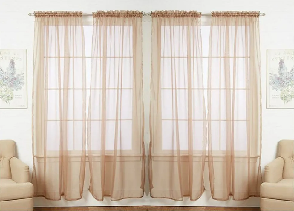 J&V TEXTILES 4-Pack Value: Solid Sheer Window Curtain Panels