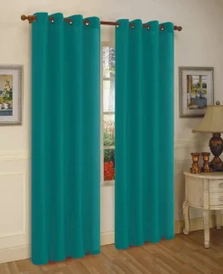 J&V TEXTILES 2 Panels Solid Grommet Faux Silk Window Curtain Drapes Treatment in 84" Length