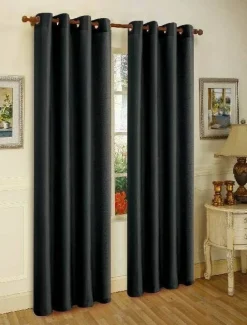 J&V TEXTILES 2 Panels Solid Grommet Faux Silk Window Curtain Drapes Treatment in 84