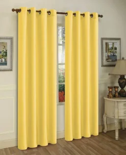 J&V TEXTILES 2 Panels Solid Grommet Faux Silk Window Curtain Drapes Treatment in 84