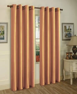 J&V TEXTILES 2 Panels Solid Grommet Faux Silk Window Curtain Drapes Treatment in 84