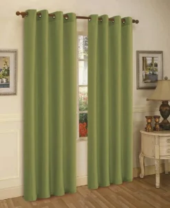 J&V TEXTILES 2 Panels Solid Grommet Faux Silk Window Curtain Drapes Treatment in 84